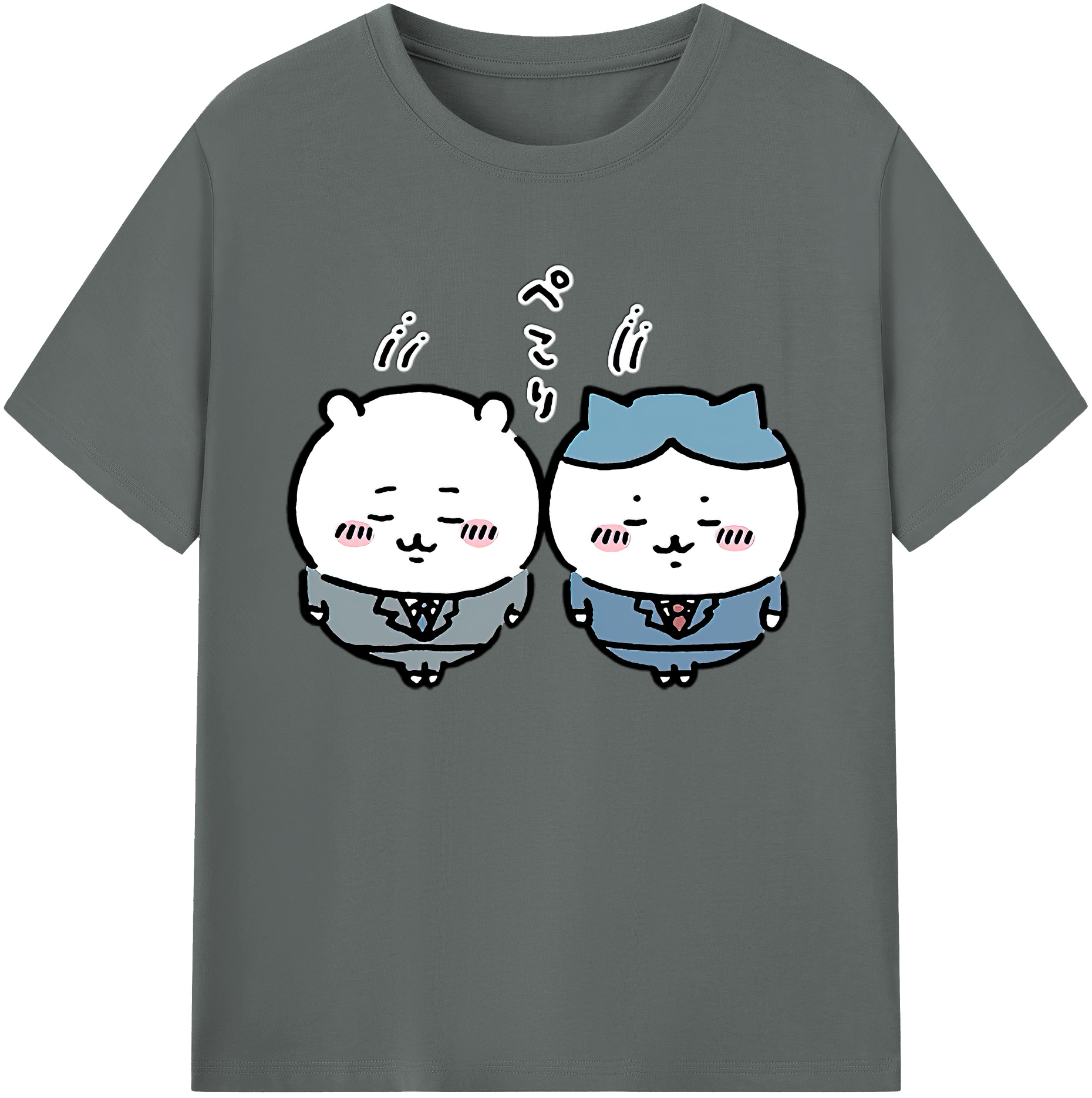 （画像用） ちいかわ ハチワレ Chii-kawa hachiware 綿100％ メンズ半袖Tシャツ｜肌触りやわらか＆通気性